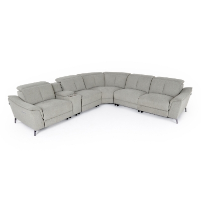 Picture of Divani Casa Lloyd - Modern Grey Fabric Sectional with Recliners + Console