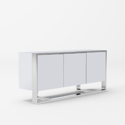 Picture of Modrest Fauna - Modern White High Gloss & Stainless Steel Buffet