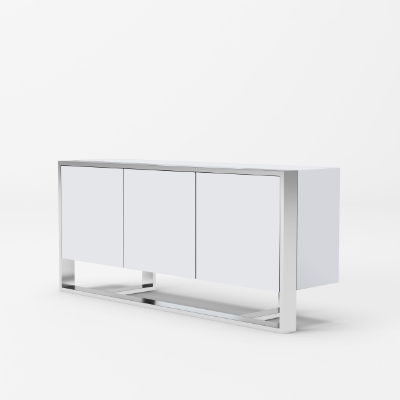 Picture of Modrest Fauna - Modern White High Gloss & Stainless Steel Buffet