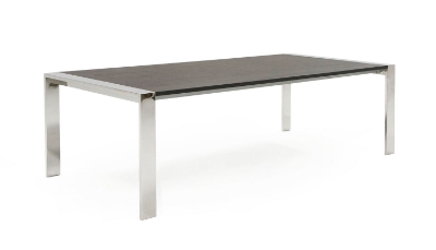 Picture of Modrest Fauna - Modern Elm Grey & Stainless Steel Chrome Dining Table