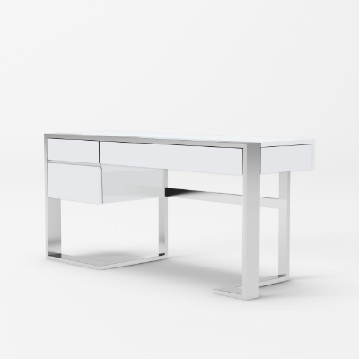 Picture of Modrest Fauna - Modern White High Gloss & Stainless Steel Desk