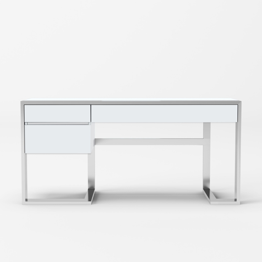 Picture of Modrest Fauna - Modern White High Gloss & Stainless Steel Desk