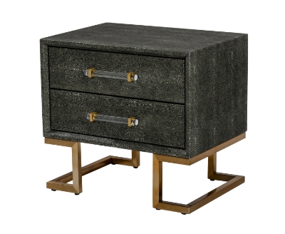 Picture of Modrest Howard - Modern Shagreen Grey Leatherette & Gold Nightstand