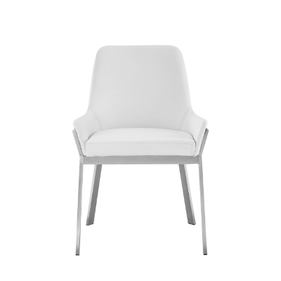 Picture of Modrest Ganon - Modern White & Brushed Stainless Steel Dining Chair