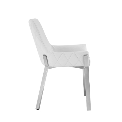 Picture of Modrest Ganon - Modern White & Brushed Stainless Steel Dining Chair