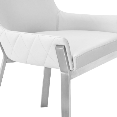 Picture of Modrest Ganon - Modern White & Brushed Stainless Steel Dining Chair