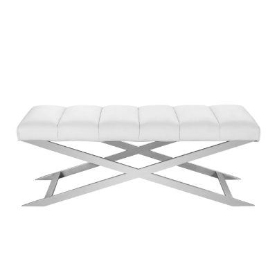 Picture of Modrest Xane - Contemporary White & Brushed Stainless Steel Bench