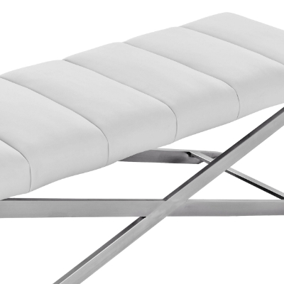 Picture of Modrest Xane - Contemporary White & Brushed Stainless Steel Bench