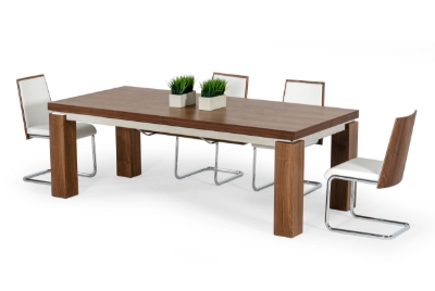 Picture of Modrest Maxi - Modern Walnut & Stainless Steel Dining Table