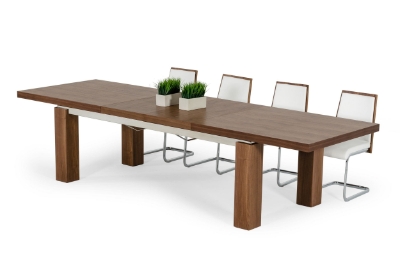 Picture of Modrest Maxi - Modern Walnut & Stainless Steel Dining Table