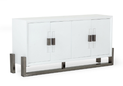 Picture of Modrest Lenny - Modern White High Gloss & Stainless Steel Gun Metal Buffet