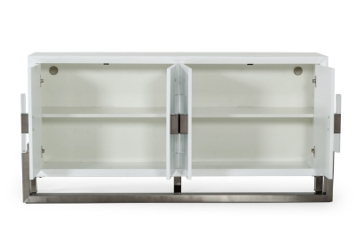 Picture of Modrest Lenny - Modern White High Gloss & Stainless Steel Gun Metal Buffet