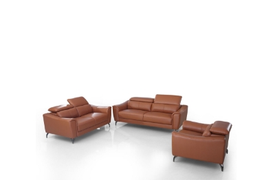 Picture of Divani Casa Danis - Modern Cognac Leather Brown Sofa Set