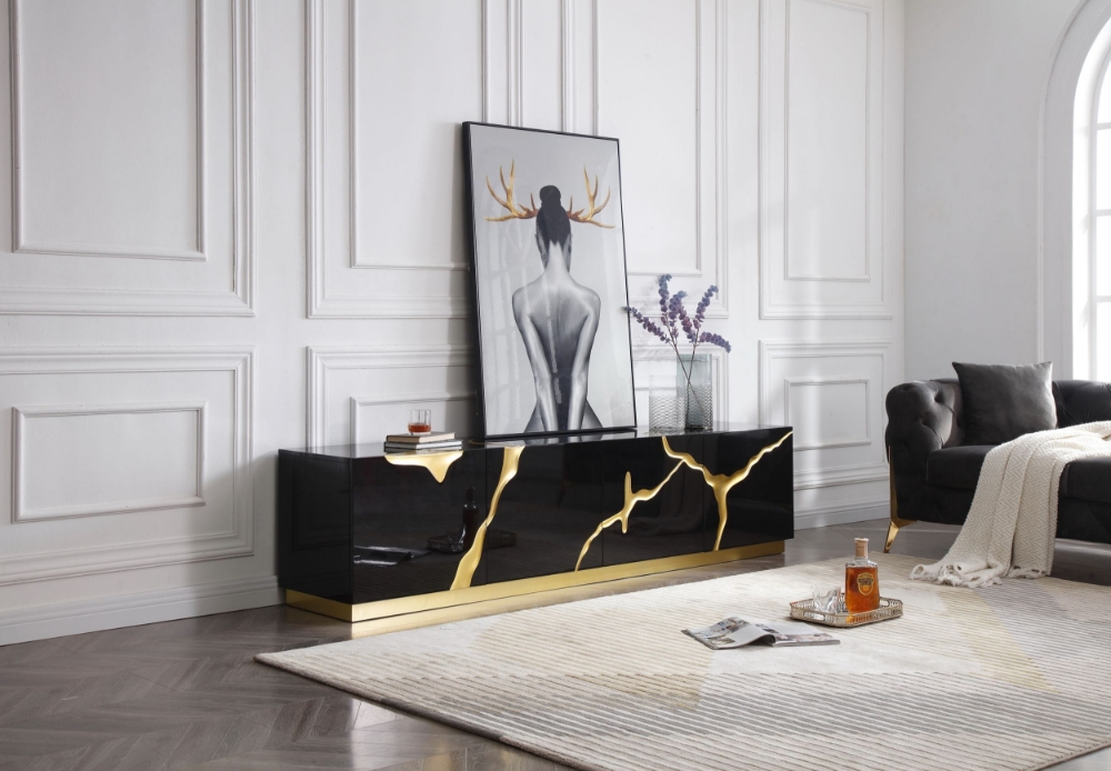 Picture of Modrest Aspen - Modern Black & Gold TV Stand