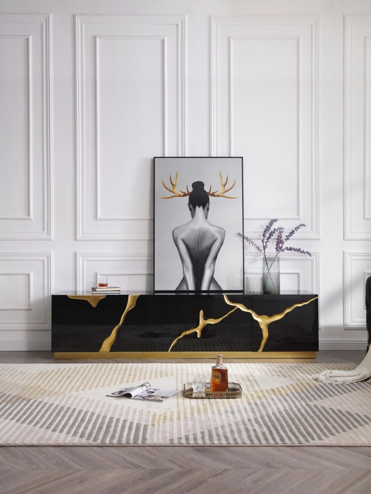 Picture of Modrest Aspen - Modern Black & Gold TV Stand