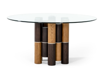 Picture of Modrest Greta - Modern Glass & Walnut Dining Table