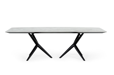 Picture of Modrest Stetson - Modern White Ceramic & Smoked Ash Dining Table