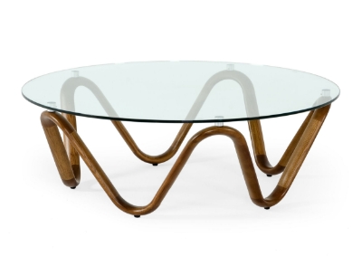 Picture of Modrest Lassen - Modern Glass & Walnut Coffee Table