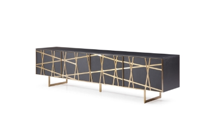 Picture of Modrest Kilson - Modern Black Oak & Champagne Gold TV Stand