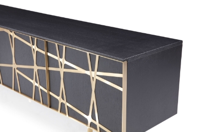 Picture of Modrest Kilson - Modern Black Oak & Champagne Gold TV Stand