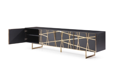 Picture of Modrest Kilson - Modern Black Oak & Champagne Gold TV Stand