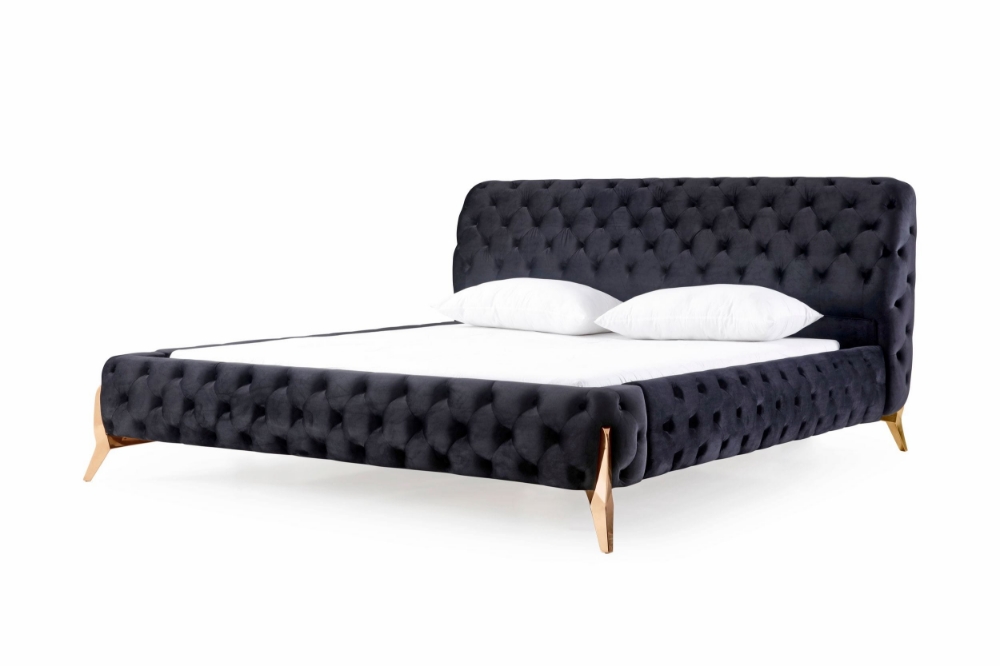 Picture of Modrest Legend - Modern Black Velvet & Rosegold Bed