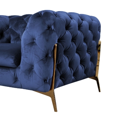 Picture of Divani Casa Sheila - Transitional Dark Blue Fabric Loveseat