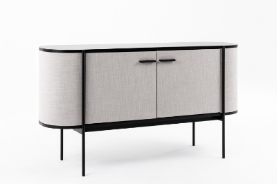 Picture of Modrest Hobart - Modern Beige Fabric & Black Metal Buffet