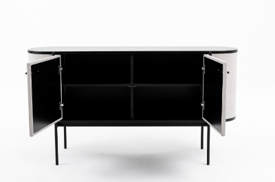 Picture of Modrest Hobart - Modern Beige Fabric & Black Metal Buffet