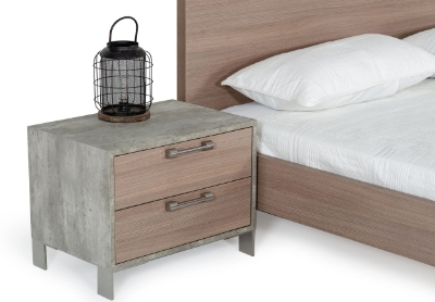 Picture of Nova Domus Boston - Modern Brown Oak & Brushed Stainless Steel Nightstand