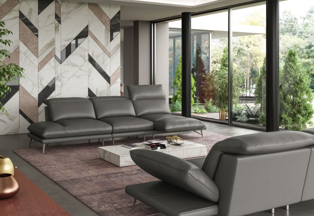 Picture of Lamod Italia Milano - Italian Modern Leather Grey Reversible Sectional Sofa