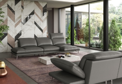 Picture of Lamod Italia Milano - Italian Modern Leather Grey Reversible Sectional Sofa