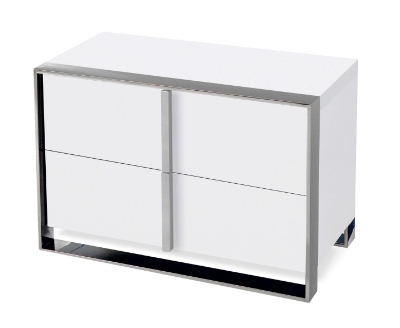 Picture of Nova Domus Francois - Modern White & Stainless Steel Nightstand