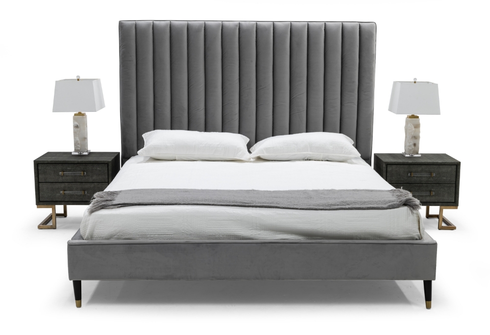 Picture of Modrest Hemlock - Modern Grey Velvet Bed