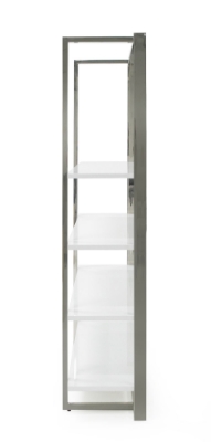 Picture of Modrest Fauna - Modern White High Gloss & Stainless Steel Bookshelf