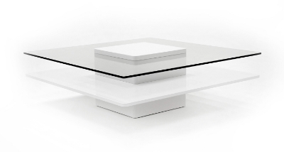 Picture of Modrest Clarion - Modern White & Clear Glass Coffee Table