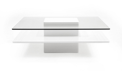 Picture of Modrest Clarion - Modern White & Clear Glass Coffee Table