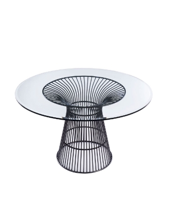 Picture of Modrest Chandler - Modern Round Glass & Black Stainless Steel Dining Table