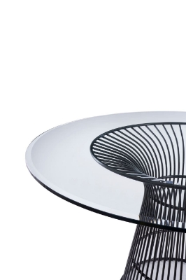 Picture of Modrest Chandler - Modern Round Glass & Black Stainless Steel Dining Table