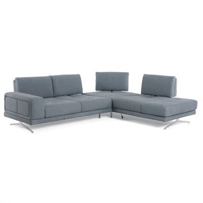 Picture of Lamod Italia Mood - Contemporary Blue Leather Right Facing Sectional Sofa