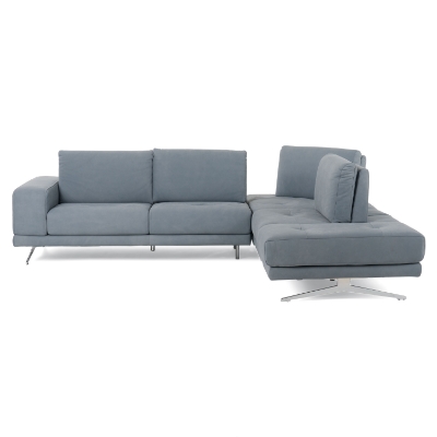 Picture of Lamod Italia Mood - Contemporary Blue Leather Right Facing Sectional Sofa