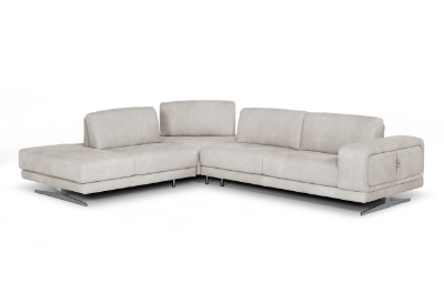 Picture of Lamod Italia Mood - Contemporary Light Grey Leather Left Facing Sectional Sofa