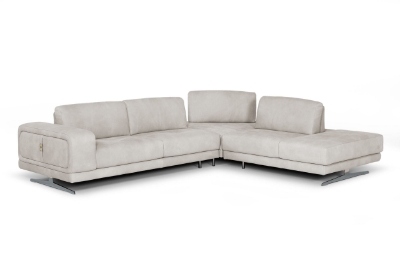 Picture of Lamod Italia Mood - Contemporary Light Grey Leather Right Facing Sectional Sofa