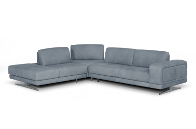 Picture of Lamod Italia Mood - Contemporary Blue Leather Left Facing Sectional Sofa