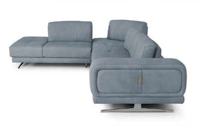 Picture of Lamod Italia Mood - Contemporary Blue Leather Left Facing Sectional Sofa