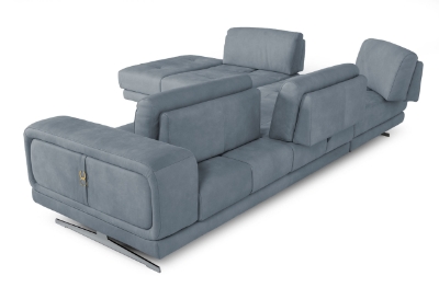 Picture of Lamod Italia Mood - Contemporary Blue Leather Left Facing Sectional Sofa