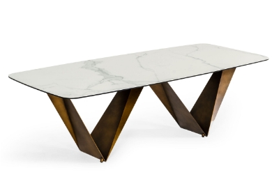 Picture of Modrest Melanie - Modern White Ceramic & Brushed Brown Dining Table