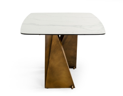 Picture of Modrest Melanie - Modern White Ceramic & Brushed Brown Dining Table