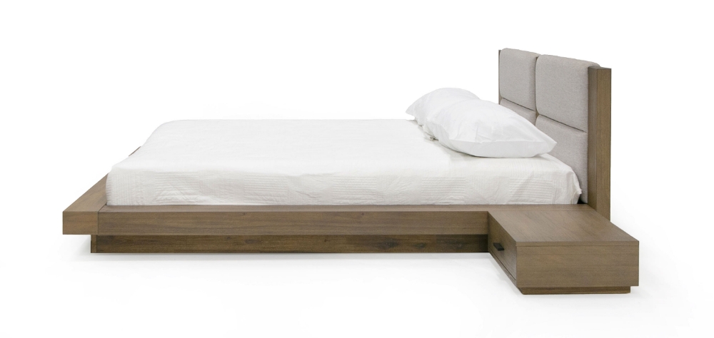 Picture of Nova Domus Fantasia - Contemporary Walnut & Grey Bed with Two Nightstands