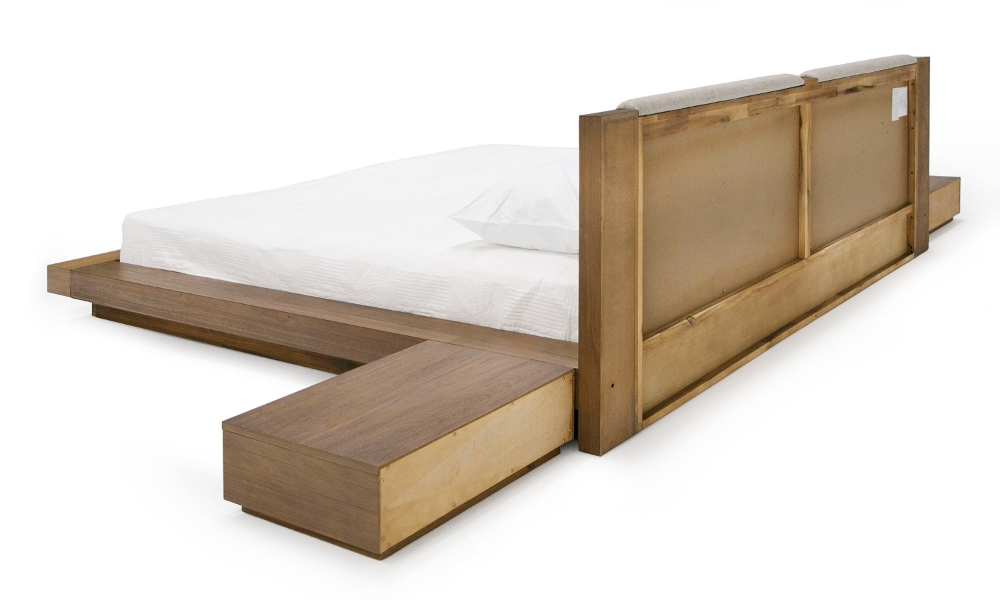 Picture of Nova Domus Fantasia - Contemporary Walnut & Grey Bed with Two Nightstands